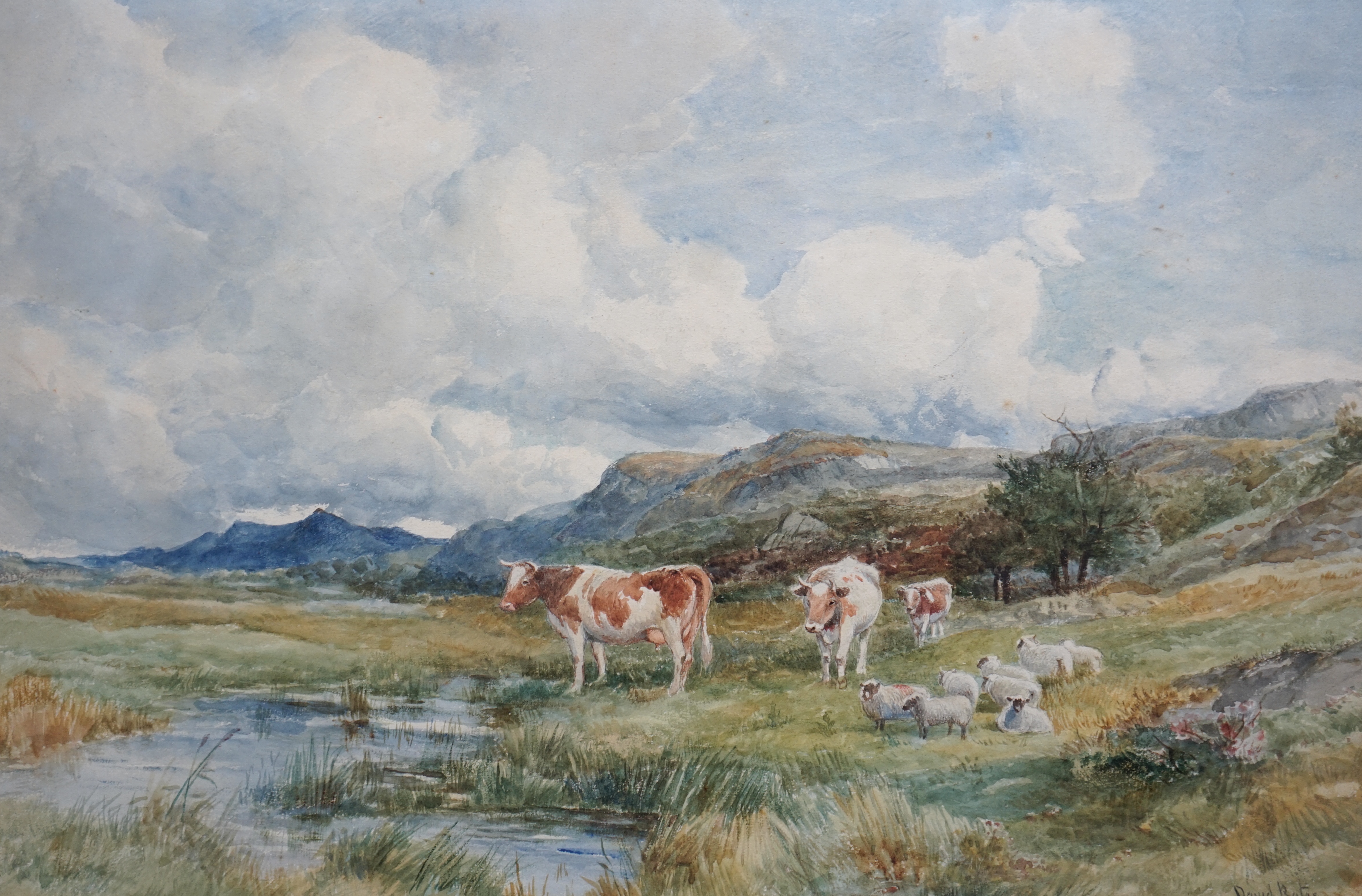 David Bates (British, 1840-1921), watercolour, 'Banks of The Wharf', signed, 34 x 52cm. Condition - fair